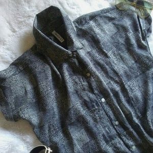 *CUTE* Button-down Fashion Pattern Squares Shirt